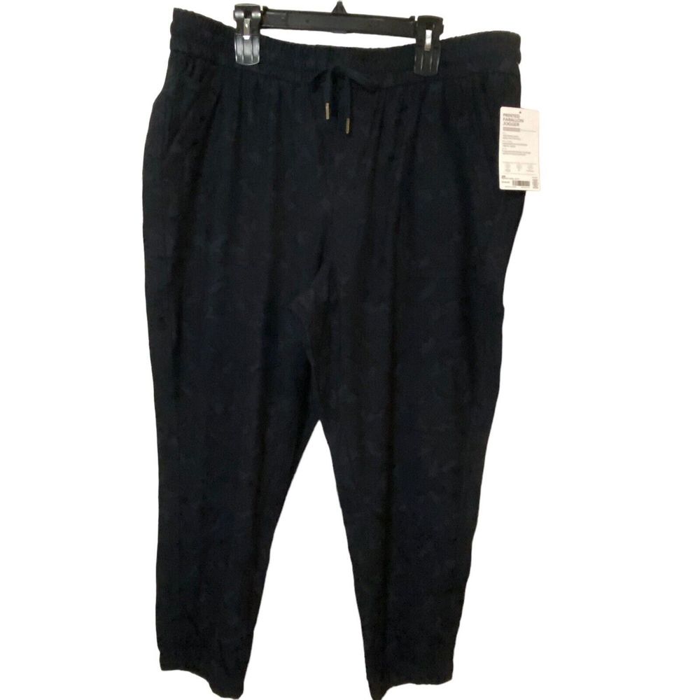 Athleta Trekkie North Jogger Pants Camo Drawstring Pockets Black Size Plus